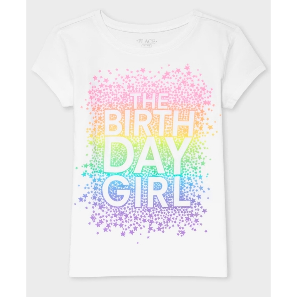The Children's Place White Tee with Rainbow Stars